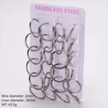 Set of polished stainless steel hoop earrings in silver finish with display card - 12 Pairs/Pack (Inner Diameter 20mm) / Steel
