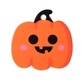 Cute orange pumpkin-shaped Halloween gift tag with cartoon face for party decorations - Pumpkin