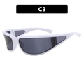 Y2K outdoor sports sunglasses with white wrap-around frame and dark grey polarized lenses - Solid White Frame Gray Lens