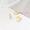 Gold plated 11mm jump ring with zircon inlay and S925 engraving for DIY jewelry - Style 9 Gold (White Zirconia/Open Ring)