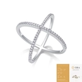S925 sterling silver interlocking X-shaped ring with pavé moissanite stones - 59 Moissanite Stones (with GRA Certificate) (R14032)