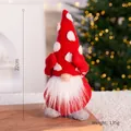 Christmas gnome doll with red polka dot hat and white beard, 22cm height display - Red Polka Dot Knitted Hat White Beard Gnome (22cm)