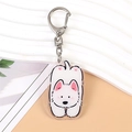 Süßer Cartoon-Hund-Acryl-Schlüsselanhänger mit silbernem Karabiner für Rucksäcke - Bichon Hund 2