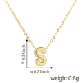 Detailed view of a gold 'S' letter pendant necklace with size and weight measurements - Letter S