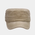 Detail of khaki cadet cap showing washed cotton texture and reinforced brim stitching - Khaki