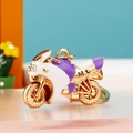 Purple and gold motorcycle keychain with sparkling rhinestones and Mt engraving - Motorcycle Purple