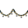 2M Christmas green garland with gold bows and silver ball ornaments decoration - Dark Green White Edge + 6 Silver Balls + 12 Gold Bows