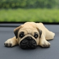 Realistic sitting fawn pug dog statue made of resin for car interior or home decor - In-car Lying Pug (With Non-slip Mat)
