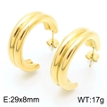 Orecchini a cerchio a C dorati a tre strati in acciaio inossidabile lucido - 29x8mm / Doppio Strato d'Oro