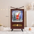 Vintage TV-style Christmas lantern with Santa scene and glowing snow, height 24cm - Mini Retro TV (Height 24cm)