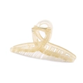 Translucent beige oversized jelly shark clip with durable gold metal spring - 13cm Jelly Cross - Clear Champagne / Bulk (No Packaging)