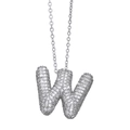 Letter W initial pendant necklace in silver finish with pavé cubic zirconia - Letter W / Silver