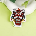 Broche mignonne de danse du lion en acrylique avec bannière porte-bonheur décorative - 12 Bébé Petit Serpent [A1157]