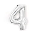 Silver number 4 foil balloon for birthday party decorations with metallic finish - 16 Inch Number 4-Silver