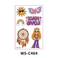 Tatouages temporaires hawaïens avec motifs WS-C464 soleil, arc-en-ciel et peace love - WS-C464/Totem Bohème