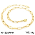 Fashionable gold-finished geometric ring chain necklace made of stainless steel - Style A Gold Necklace 45cm (KN228636-Z)