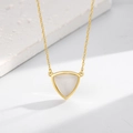 Elegant gold necklace with a triangular cat-eye stone pendant on a delicate chain - Gold Necklace