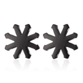 Minimalist matte black stainless steel snowflake stud earrings for men and women - 134 Star - Black