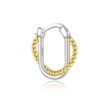 Orecchini a cerchio in argento S925 bicolore con trama a sfere dorate e cerchio interno - MME1109 / Bicolore Oro Argento - Stile perla rotonda