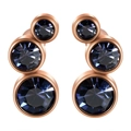 Clous de cartilage en acier inoxydable rose doré avec cristaux bleu foncé gradués - 16G-6mm-Oreille Gauche / Base Or Rose - Zircon Bleu