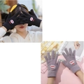 Women's warm thermal winter touch screen gloves in black and grey with Hello embroidery - Black And Gray