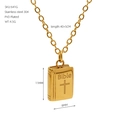 Détail du pendentif livre Bible en acier inoxydable plaqué or 18K avec dimensions - Doré