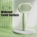 Self-cleaning pet brush for cats and dogs in light green with anti-slip handle grip - 18*10*2.5CM / Green