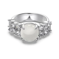 Bague exquise en argent S925 avec une pierre ovale blanche et des diamants pavés - US 5 / Style Argent (DY121242) #5