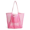 Pink mesh beach tote bag with durable shoulder straps and internal storage pocket - 39*17*36cm / Pink