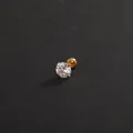 Classic gold titanium steel stud earring featuring a four-prong set sparkling zircon - Flat Back Screw / 8mm / Gold