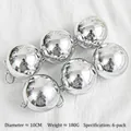 Set of 6 shiny silver mirror Christmas balls 10cm diameter with hanging strings - Diameter 10cm (Set of 6) 180g