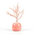 Chakra money tree with pink crystal leaves and polished pink ceramic base for home decor - Rose Quartz Pot