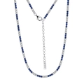 S925 blue and white zircon tennis necklace with silver adjustable clasp and lobster buckle - 2.0mm Stone Chain 60cm