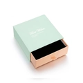 Mint green and pink drawer jewelry box with black velvet lining and Best Wishes text - Drawer Style / 7.8*7.8*3.5cm / Blue