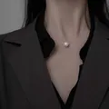 Collana d'argento minimalista con pendente di perla bianca da 10mm per uno stile elegante - SY318【10mm】-Collana a Catena Sottile d'Argento con Perla Singola da 10mm