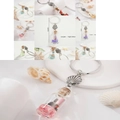 Marine theme keychain with metal shell and glass drifting bottle filled with pink glitter - 10 Pieces Mixed