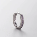 Silver titanium steel ear cuff featuring a minimalist row of small purple zircon stones - 10MM Purple Rhinestone Hoop (A01-5#)