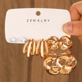 Detail of diverse gold and silver earrings set featuring textured hoops and rhinestones - KC Gold (6551)