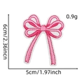 Pink embroidered bow patch for hair clips and clothing showing 6x5cm product dimensions - Pink Bow Patch Style 7