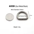 D-Ring Metallschnalle in Gunmetal-Schwarz, 19mm Innendurchmesser und 3,8mm Drahtstärke - 6x5D (Innen 19mm) / Gunmetal