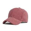 Gorra de béisbol clásica de pana rosa vintage con estructura de 6 paneles y visera curva - Ajustable / Rojo Sandía