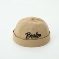 Detail of khaki cotton docker hat featuring black Boston EST.1987 embroidery - Boston - Khaki / 52cm (2-5 Years)