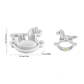Rocking horse silicone mold for DIY crafts with detailed dimensions and finished sample - NO.2 Rocking Horse Ornament