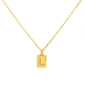 18k gold plated stainless steel square pendant necklace featuring zircon letter L - Letter L(S-N150-L)