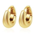 Pendientes de aro en forma de U de acero inoxidable chapado en oro de 18k con cierre de bisagra - Oro de 18K / Dorado