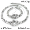 Silver stainless steel jewelry set with knot design and square box chain detail - 5mm Steel Color (KS226979-Z)