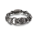 Bracciale da uomo in acciaio inossidabile con testa di leone e trama intrecciata - Stile Testa di Leone con Rilievo a Onde (KB118537-BDJX)