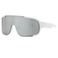 Outdoor cycling sports sunglasses with white matte frame and silver coated one-piece lens - Matte White Frame Silver Mirror Lens