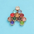 6.5mm stainless steel birthstone charms with multi-color rhinestones and rose gold finish - Red (SR008) / Rose Gold