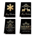 Set of four luxury black and gold Christmas cards with reindeer and snowflake patterns - Black Gold Hot Stamping Christmas Style (MJBT66-78) / 4 Pieces/Pack (40*60cm)